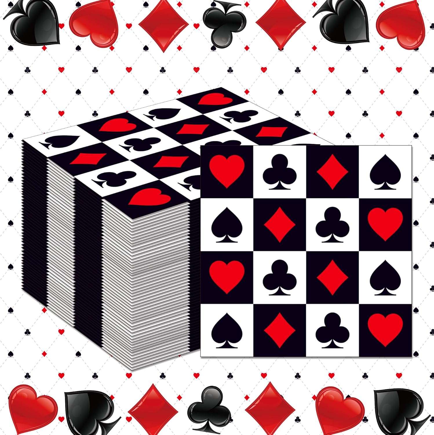 Party Games Night - 20/40/60/80 adet Casino tema Poker peçeteler